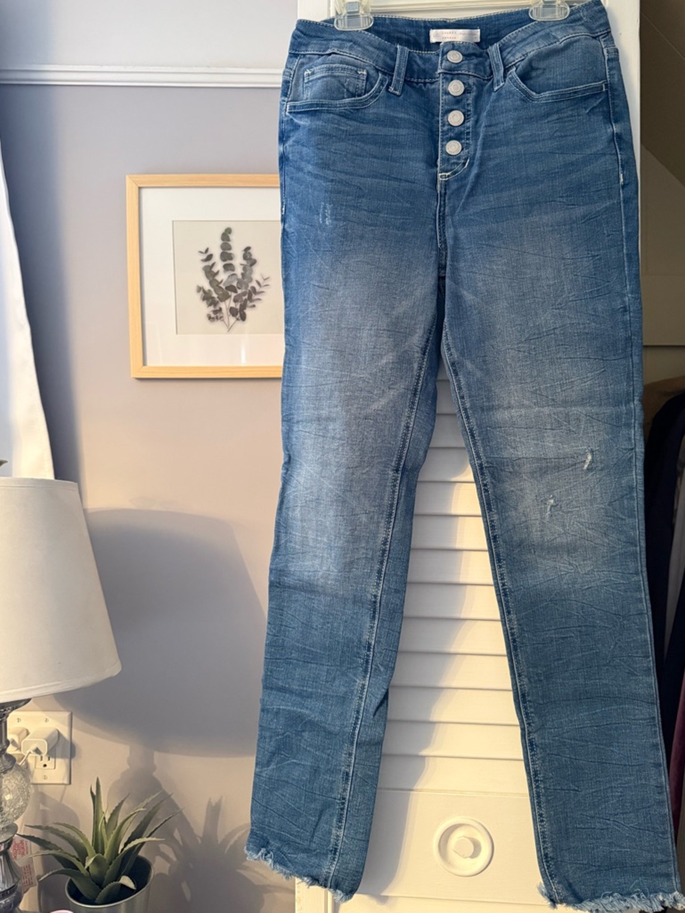 LC Lauren Conrad Blue High-Rise Button-Fly Jeans
